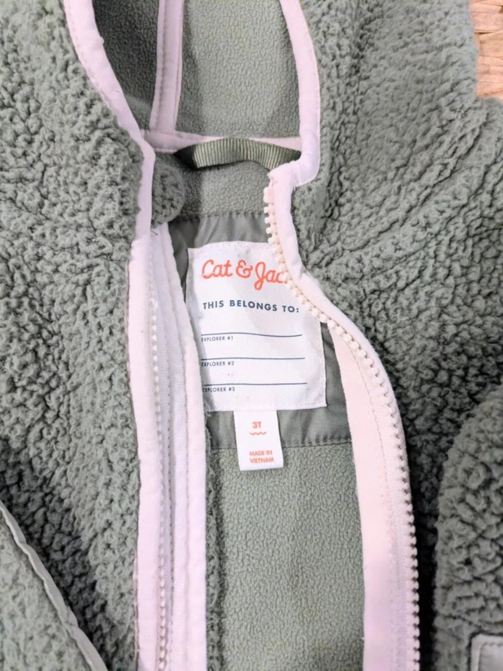Cat & Jack Green Fleece Zippered Jacket with Hood - 3T